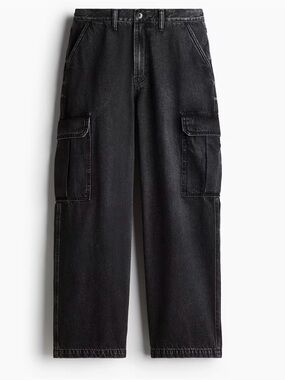 H&M Baggy Cargo Jeans Men’s 32X32 Black Loose Fit